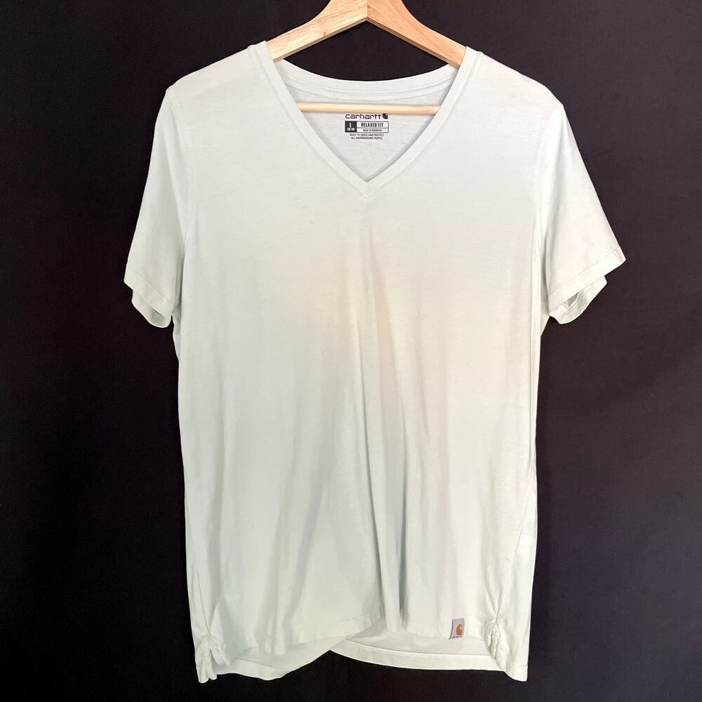 Carhartt mint green relaxed fit v-neck t-shirt‎ men's size large cotton summer